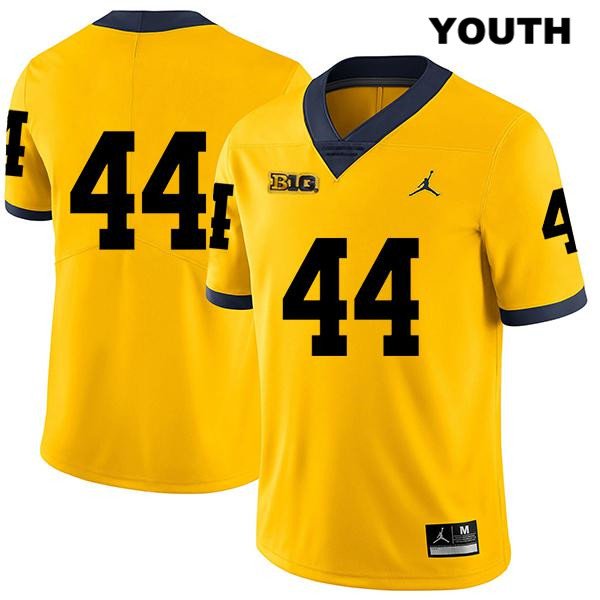 Youth NCAA Michigan Wolverines Jared Char #44 No Name Yellow Jordan Brand Authentic Stitched Legend Football College Jersey PR25K61DJ